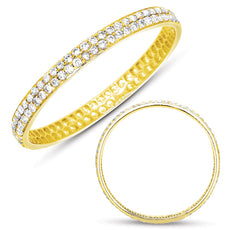 .55CT DIAMOND 14K YELLOW GOLD 3D ROUND 2 ROW PAVE ETERNITY LOVE ANNIVERSARY RING