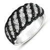 LARGE 1.79CT WHITE & BLACK DIAMOND 14KT WHITE GOLD MULTI LEAF DIAGONAL FUN RING