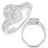 ESTATE .73CT DIAMOND 14KT WHITE GOLD 3D CLASSIC OVAL CLUSTER HALO LOVE RING
