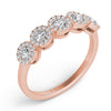 ESTATE .54CT DIAMOND 14K ROSE GOLD 3D CLASSIC MULTI FLOWER HALO ANNIVERSARY RING