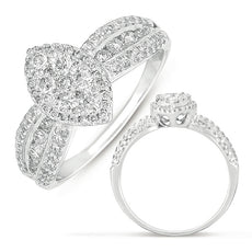 .89CT DIAMOND 14KT WHITE GOLD 3D CLASSIC CLUSTER MARQUISE SHAPE HALO LOVE RING