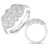 WIDE 1.0CT DIAMOND 14K WHITE GOLD CLASSIC CRISS CROSS DOUBLE HEART FUN LOVE RING
