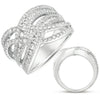 LARGE 1.79CT DIAMOND 14KT WHITE GOLD 3D MULTI ROW CRISS CROSS LOVE KNOT FUN RING