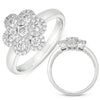 ESTATE WIDE .77CT DIAMOND 14KT WHITE GOLD 3D CLASSIC ROUND FLOWER LOVE RING
