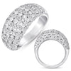 LARGE 1.98CT DIAMOND 14KT WHITE GOLD 3D MULTI ROW DOME SHAPE ANNIVERSARY RING