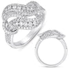 LARGE .96CT DIAMOND 14KT WHITE GOLD 3D MULTI ROW LOVE KNOT CRISS CROSS FUN RING