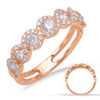 ESTATE .62CT DIAMOND 14KT ROSE GOLD CLASSIC MULTI FLOWER HALO ANNIVERSARY RING