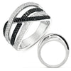 LARGE 1.0CT WHITE & BLACK DIAMOND 14KT WHITE GOLD CLASSIC CRISS CROSS LOVE RING