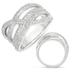 ESTATE LARGE 1.0CT WHITE DIAMOND 14KT WHITE GOLD CLASSIC CRISS CROSS LOVE RING