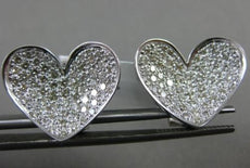 ESTATE LARGE 2.0CT DIAMOND 18KT WHITE GOLD 3D PAVE LOVE HEART CLIP ON EARRINGS