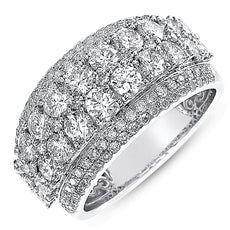 2.37CT DIAMOND 14KT WHITE GOLD MULTI ROW FILIGREE 3/4 ETERNITY ANNIVERSARY RING