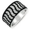LARGE 1.88CT WHITE & BLACK DIAMOND 14KT WHITE GOLD MULTI ROW MULTI WAVE FUN RING