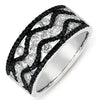WIDE 1.24CT WHITE & BLACK DIAMOND 14KT WHITE GOLD MULTI ROW DOUBLE WAVE FUN RING