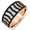 WIDE 1.33CT WHITE & BLACK DIAMOND 14KT ROSE GOLD 3D MULTI ROW CHANNEL FUN RING