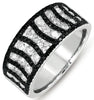 WIDE 1.33CT WHITE & BLACK DIAMOND 14KT WHITE GOLD 3D MULTI ROW CHANNEL FUN RING