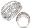 ESTATE LARGE 3.08CT DIAMOND 14KT WHITE & ROSE GOLD CRISS CROSS ANNIVERSARY RING