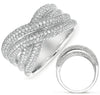 LARGE 1.62CT DIAMOND 14KT WHITE GOLD 3D MULTI ROW CRISS CROSS INFINITY LOVE RING