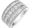 EXTRA LARGE 2.21CT DIAMOND 14KT WHITE GOLD 3D MULTI ROW CLASSIC ANNIVERSARY RING