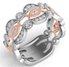 LARGE .68CT DIAMOND 14K WHITE & ROSE GOLD SEMI INFINITY 3/4TH ETERNITY LOVE RING