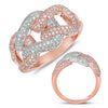 LARGE .97CT DIAMOND 14KT WHITE & ROSE GOLD 3D CLASSIC TRIPLE LOVE KNOT FUN RING