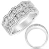 ESTATE WIDE 1.12CT DIAMOND 14KT WHITE GOLD 3D CLASSIC MULTI ROW WAVE FUN RING