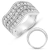 LARGE 2.10CT DIAMOND 14KT WHITE GOLD 3D CLASSIC MULTI ROW MULTI WAVE FUN RING