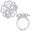 LARGE 1.28CT DIAMOND 14KT WHITE GOLD 3D CLASSIC MULTI HEART FLOWER LOVE RING