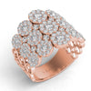 EXTRA LARGE 2.98CT DIAMOND 14KT ROSE GOLD 3D MULTI FLOWER SEMI ETERNITY FUN RING