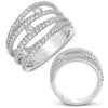 WIDE 1.44CT DIAMOND 14KT WHITE GOLD CLASSIC MULTI ROW CRISS CROSS ETOILE FUN ING