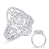ESTATE LARGE 1.09CT DIAMOND 14KT WHITE GOLD 3D CLASSIC MULTI SHAPE OVAL RING