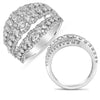 EXTRA LARGE 1.68CT DIAMOND 14KT WHITE GOLD 3D CLASSIC MULTI ROW ANNIVERSARY RING