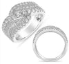 LARGE 1.60CT DIAMOND 14KT WHITE GOLD 3D CLASSIC DOUBLE LEAF CRISS CROSS FUN RING
