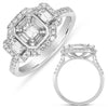 LARGE 1.09CT DIAMOND 14K WHITE GOLD ROUND BAGUETTE & EMERALD CUT ENGAGEMENT RING