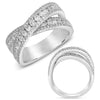 LARGE 1.34CT DIAMOND 14K WHITE GOLD CLASSIC 3 ROW CRISS CROSS INFINITY LOVE RING