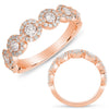 WIDE .82CT DIAMOND 14KT ROSE GOLD 3D CLASSIC MULTI FLOWER HALO ANNIVERSARY RING
