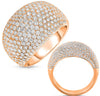 EXTRA LARGE 2.78CT DIAMOND 14K ROSE GOLD MULTI ROW CLASSIC PAVE ANNIVERSARY RING
