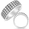 WIDE 1CT DIAMOND 14KT WHITE GOLD 3D PRINCESS THREE ROW WEDDING ANNIVERSARY RING