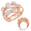LARGE 3.91CT DIAMOND 14KT ROSE GOLD CLASSIC MULTI FLOWER CRISS CROSS LOVE RING