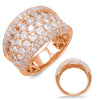 LARGE 3.46CT DIAMOND 14KT ROSE GOLD 3D MULTI ROW PAVE WEDDING ANNIVERSARY RING