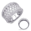 LARGE 3.46CT DIAMOND 14KT WHITE GOLD 3D MULTI ROW PAVE WEDDING ANNIVERSARY RING