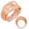 LARGE 1.29CT DIAMOND 14KT ROSE GOLD 3D CLASSIC CRISS CROSS MULTI ROW LOVE RING