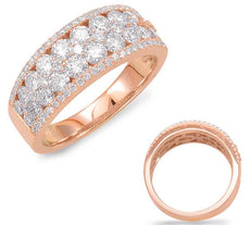 WIDE 1.70CT DIAMOND 14KT ROSE GOLD 3D MULTI ROW ROUND INVISIBLE ANNIVERSARY RING