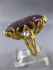 ESTATE EXTRA LARGE 60.20CT DIAMOND & AAA AMETHYST 14KT TWO TONE GOLD 3D FUN RING