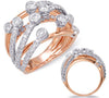 WIDE 1.49CT DIAMOND 14KT WHITE ROSE GOLD MULTI ROW CRISS CROSS ETOILE BEZEL RING