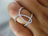 ESTATE LARGE .55CT ROUND DIAMOND 18KT WHITE GOLD 3D INFINITY LOVE KNOT FUN RING