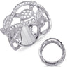 ESTATE WIDE .85CT DIAMOND 14KT WHITE GOLD 3D MULTI LEAF INFINITY PAVE LOVE RING