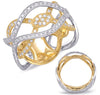ESTATE WIDE .85CT DIAMOND 14KT 2 TONE GOLD 3D MULTI LEAF INFINITY PAVE LOVE RING