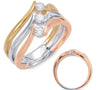 WIDE .40CT DIAMOND 14KT TRI COLOR GOLD 3 STONE DIAGONAL PAST PRESENT FUTURE RING