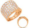 EXTRA LARGE 3.42CT DIAMOND 14K ROSE GOLD MULTI ROW ROUND SQUARE ANNIVERSARY RING