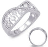 ESTATE WIDE .98CT DIAMOND 14KT WHITE GOLD CRISS CROSS ETOILE WAVE FUN RING